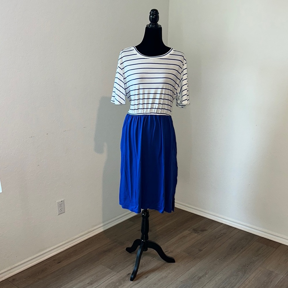 Navy Striped Blue/White Dress